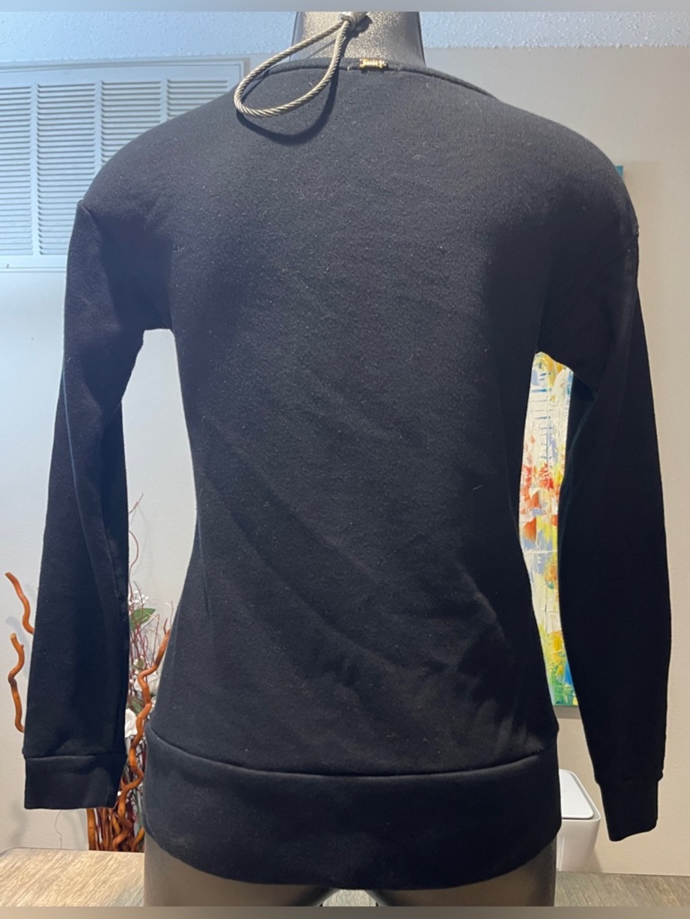 Juicy Couture Black Sweatshirt with Gold Laurel Logo, Size Small - Picture 4 of 10